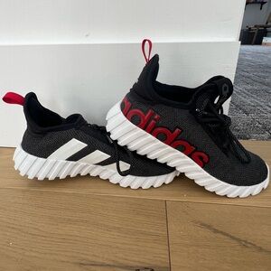 Adidas Kids Black Sneakers with Red and White Accents